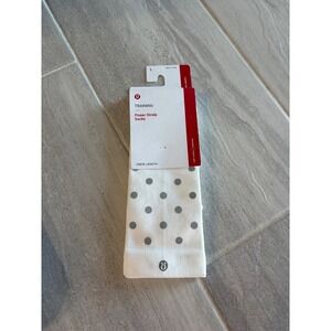 New Lululemon Training Power Stride Crew Socks White Polka Dot Size L